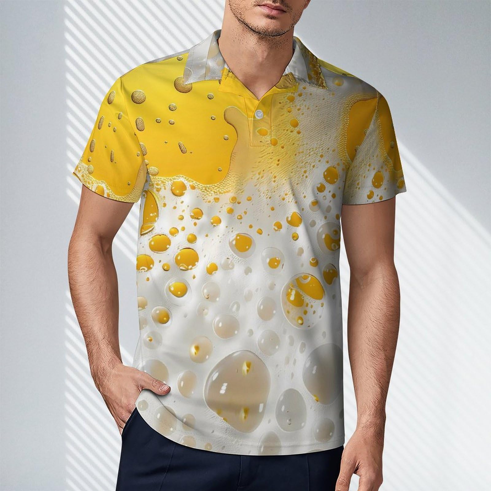 Beer Foam Novelty Men's Short Sleeve Shirts Funny Golf Tennis Work T-Shirt Sport Tee M