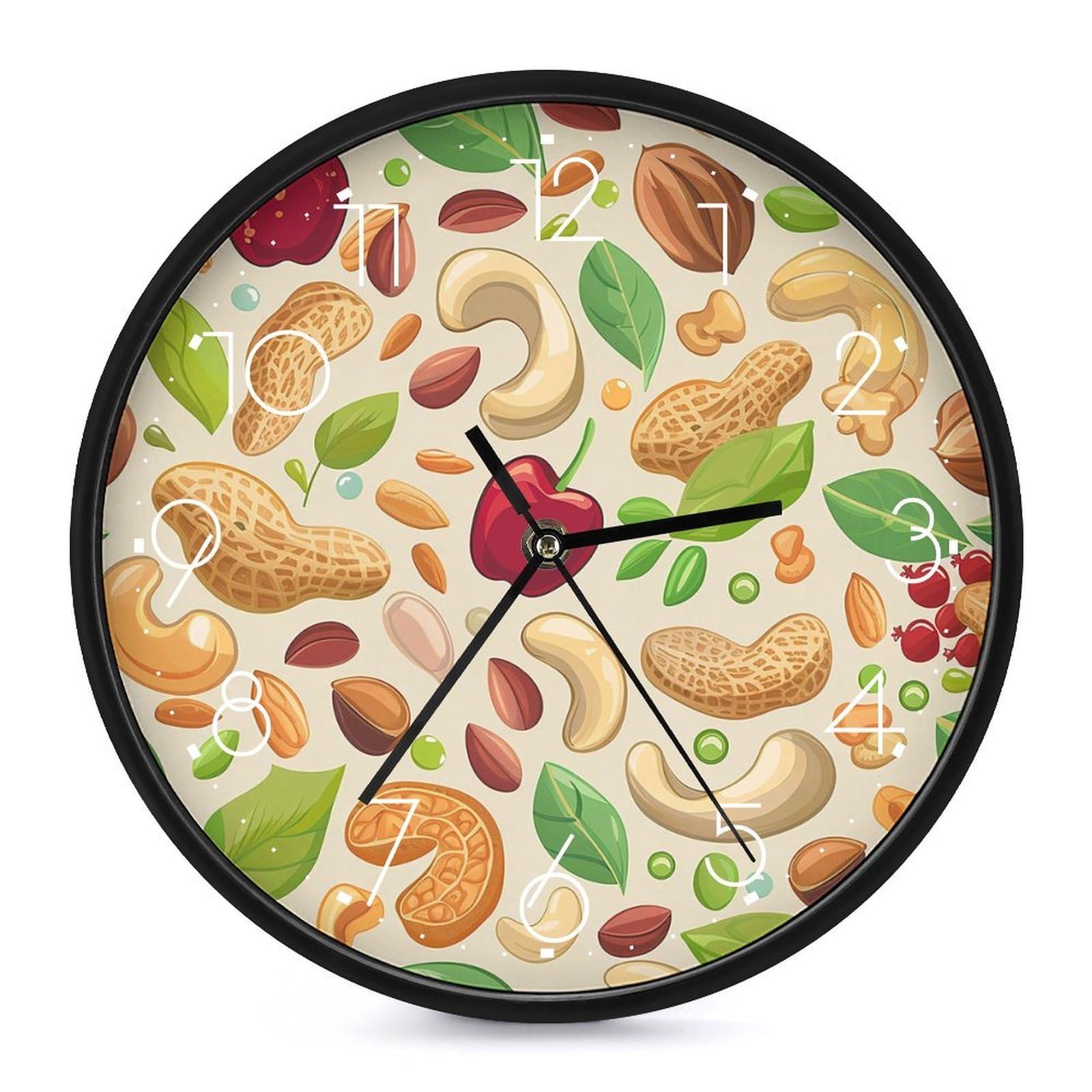 XOPEKVLAWM Wall Clock 10 Inch Non-Ticking Silent Modern Simple Style Round Decor Clocks Seeds And Beans Clock Decorative Battery Operated Wall Clocks for Home Office Living Room Bedroom Kitchen