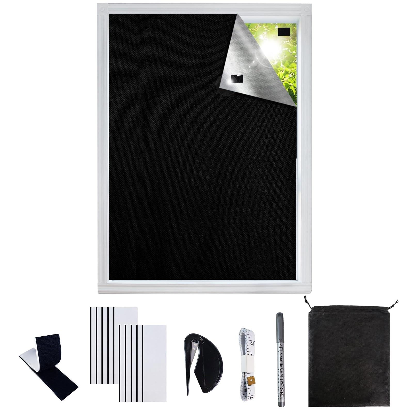 SUPEASY Blackout Blind No Drill, 300 x 147 cm, Stick On Window Blind, Cut to Fit, 100% Blackout, Thermal & UV Protection, Waterproof, Easy Install for Bedroom, Nursery & RV