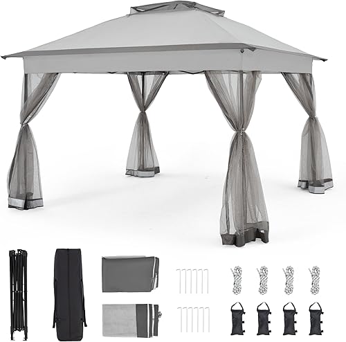 Miniatura 10 de Bezseller Carpa Gazebo Emergente de 11x11 pies con Mosquitero – Instalación Rápida, Toldo Exterior Resistente al Agua para Patio, Jardín, Patio