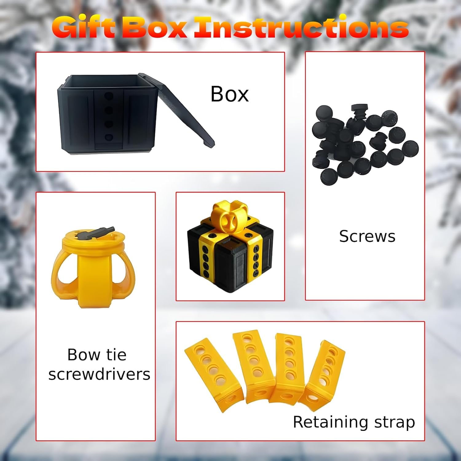 Boîte cadeau farce - 3,14 po, boîte imprimée 3D avec vis, boîte puzzle d'argent surprise amusante, boîtes cadeaux nouveauté pour présents pour Noël, Halloween, festival (noir doré