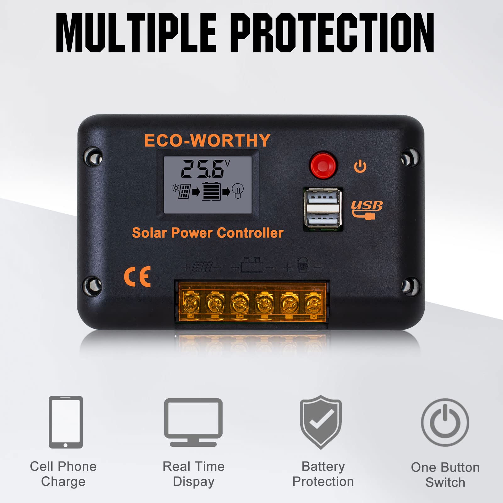 ECO-WORTHY 130W 12V Solarpanel Flexibles Komplettes Kit: 130W Flexibles Solarpanel + 50Ah Litthiumbatterie + 600W 12V Sinuswechselrichter + 30A PWM Laderegler für Wohnwagen, Wohnmobil, Boot