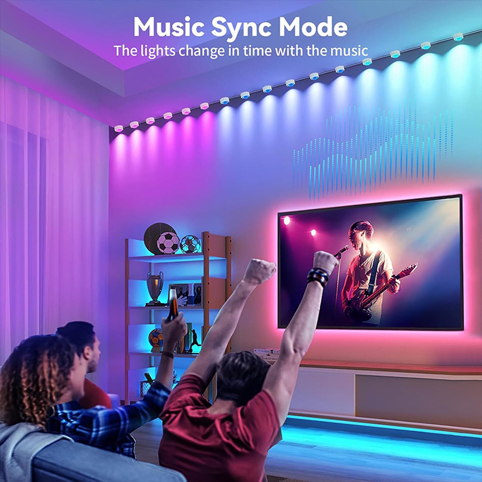 Luces RGB para aleros exteriores, luces de cuerda LED neón inteligentes | Luz de cuerda LED RGB controlada por aplicación con cambio de color y sincronización con música(30m)