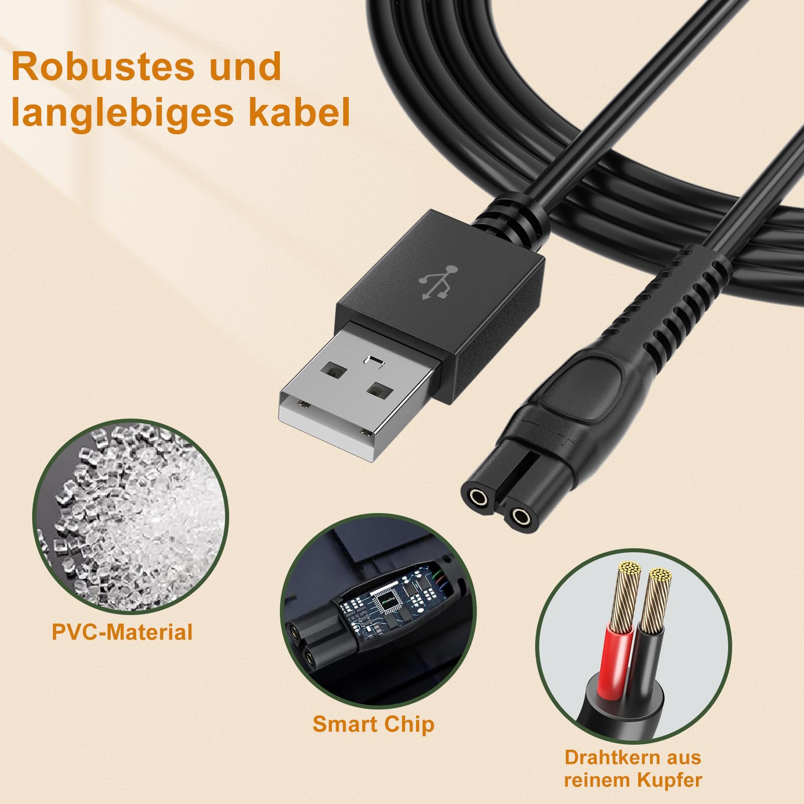 Caricatore da 5 V per rasoio Philips One Blade 360 QP2824 QP2834 QP2720 MG9530 MG9525 MG5950 cavo con alimentatore cavo di ricarica USB