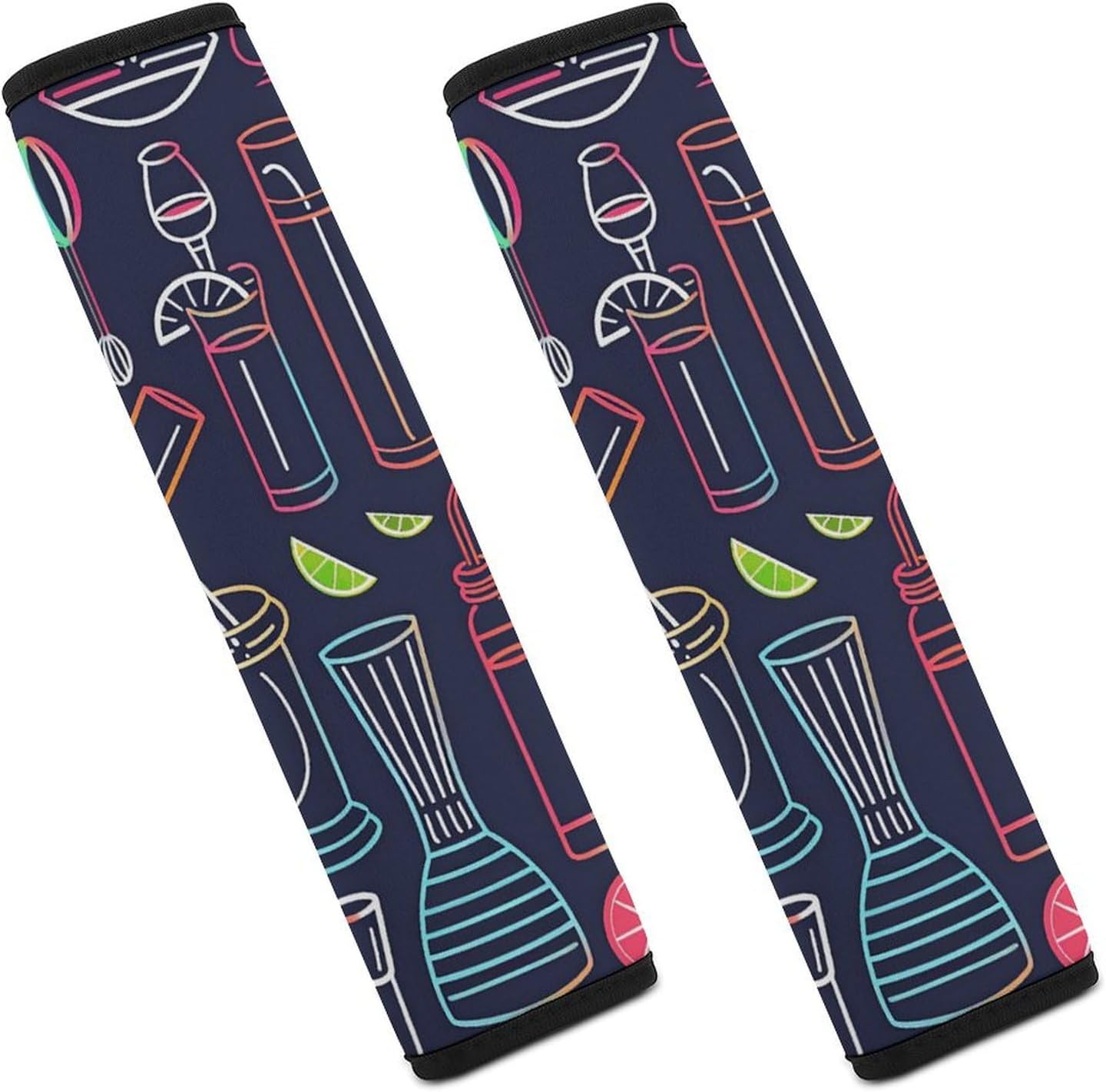 2 PCS Super Soft Car Seat Belt Pad, Cute Colorful Line Art Printed Waterproof Sweat-Absorbing Seat Belt Covers Backpack Shoulder Pad for All Car Seats Baby Strollers