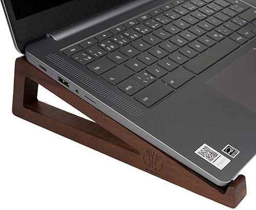 Miniatura 2 de S&A WOODCRAFT Soporte de madera para laptop, soporte portátil para computadora portátil para tableta con bolsa de transporte, soporte compacto para