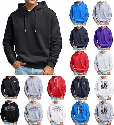 Sudaderas con capucha para hombre, sudaderas con capucha de algodón de manga larga casual para gimnasio, color sólido con bolsillo