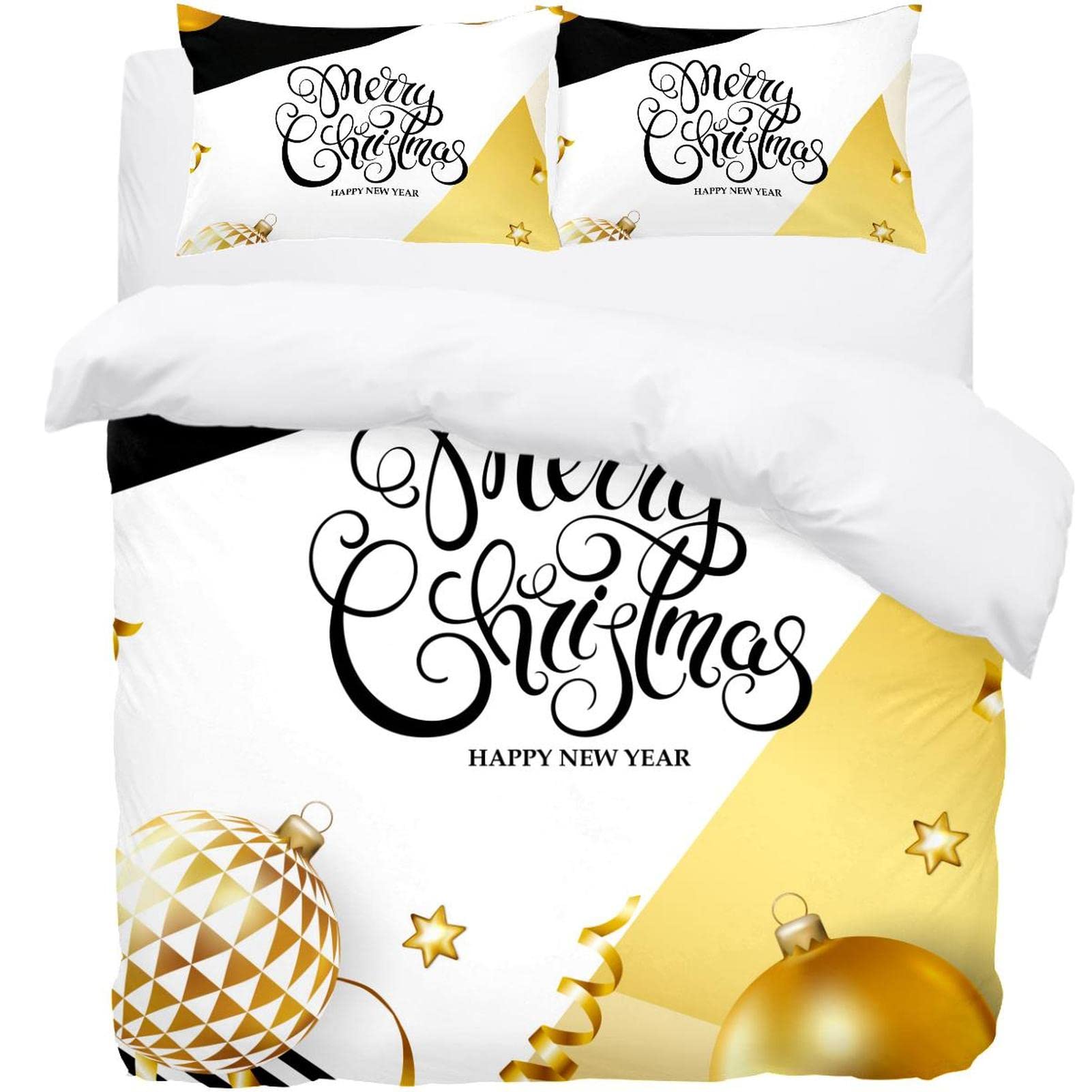 Housse de couette boule de Noël dorée, le cadeau de lit idéal