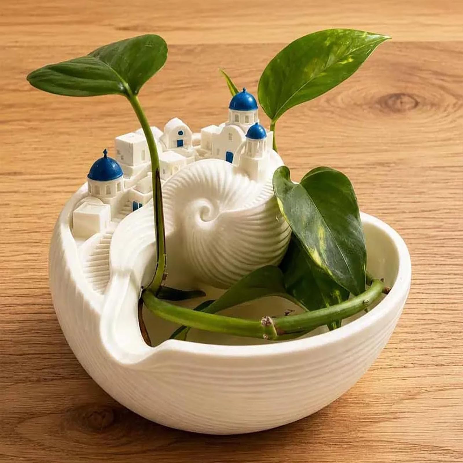 Ciotola Catchall di Santorini, ciotola decorativa per portachiavi, vassoio a conchiglia per chiavi, gioielli, monete, piatto per gingilli, organizzatore dell'isola greca stampato in 3D (1Pcs)