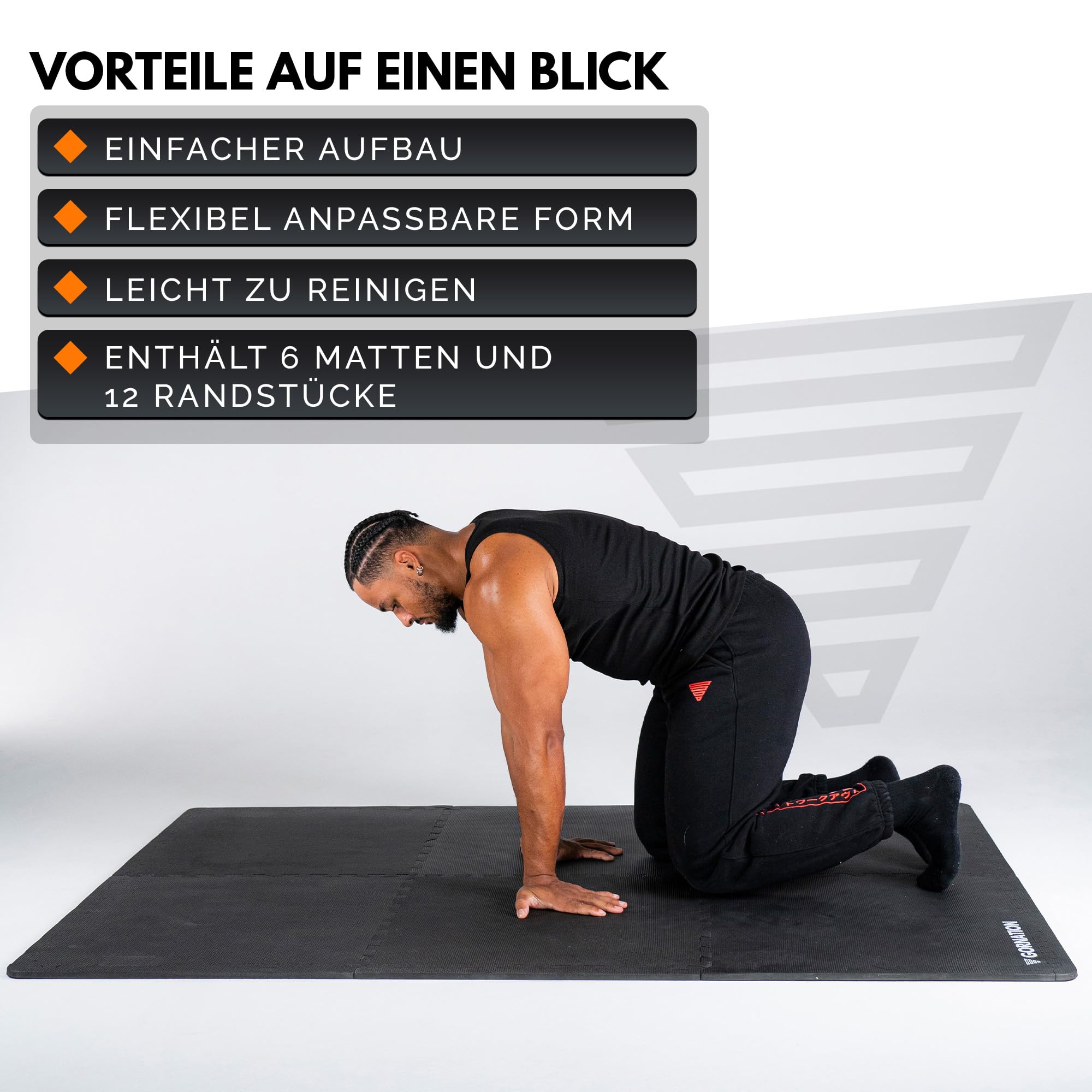 GORNATION Bodenschutzmatte Fitness, rutschfeste Schutzmatte für Fitnessgeräte, Bodenschutzmatte Puzzle-Design, Gym Bodenmatten, Gummimatte für Fitnessraum, für Home Gym und Outdoor
