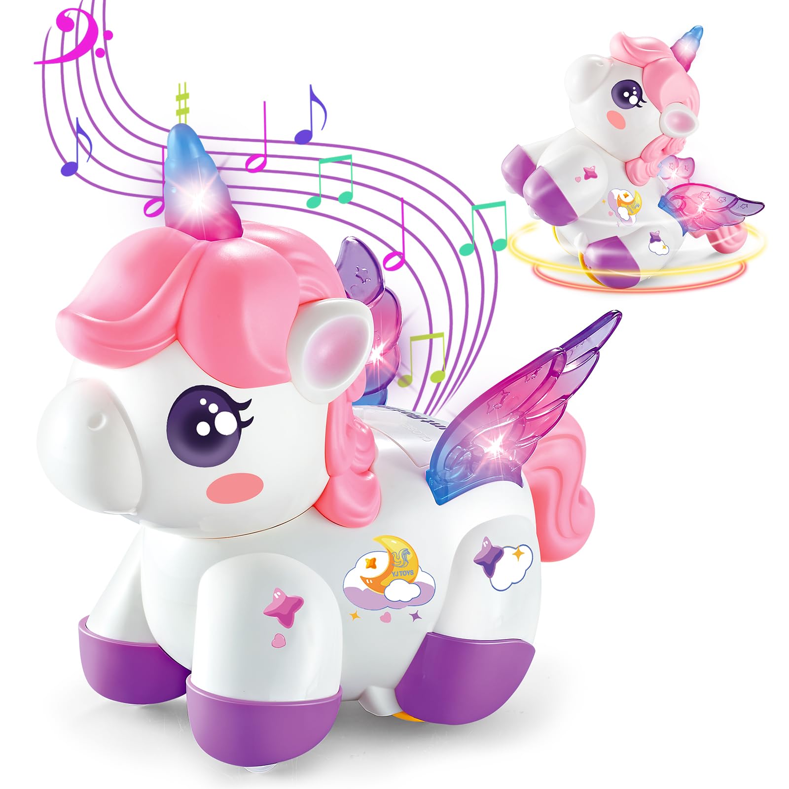 RUIDYA Unicorn Toy Girl Cars Toy, Rechargeable 360° Stunt Rotation Toy Vehicle with Music Lights, Toddler Girl Toys Pink Car, Birthday Christmas Toy Gifts for 1 2 3 Year Old Kids