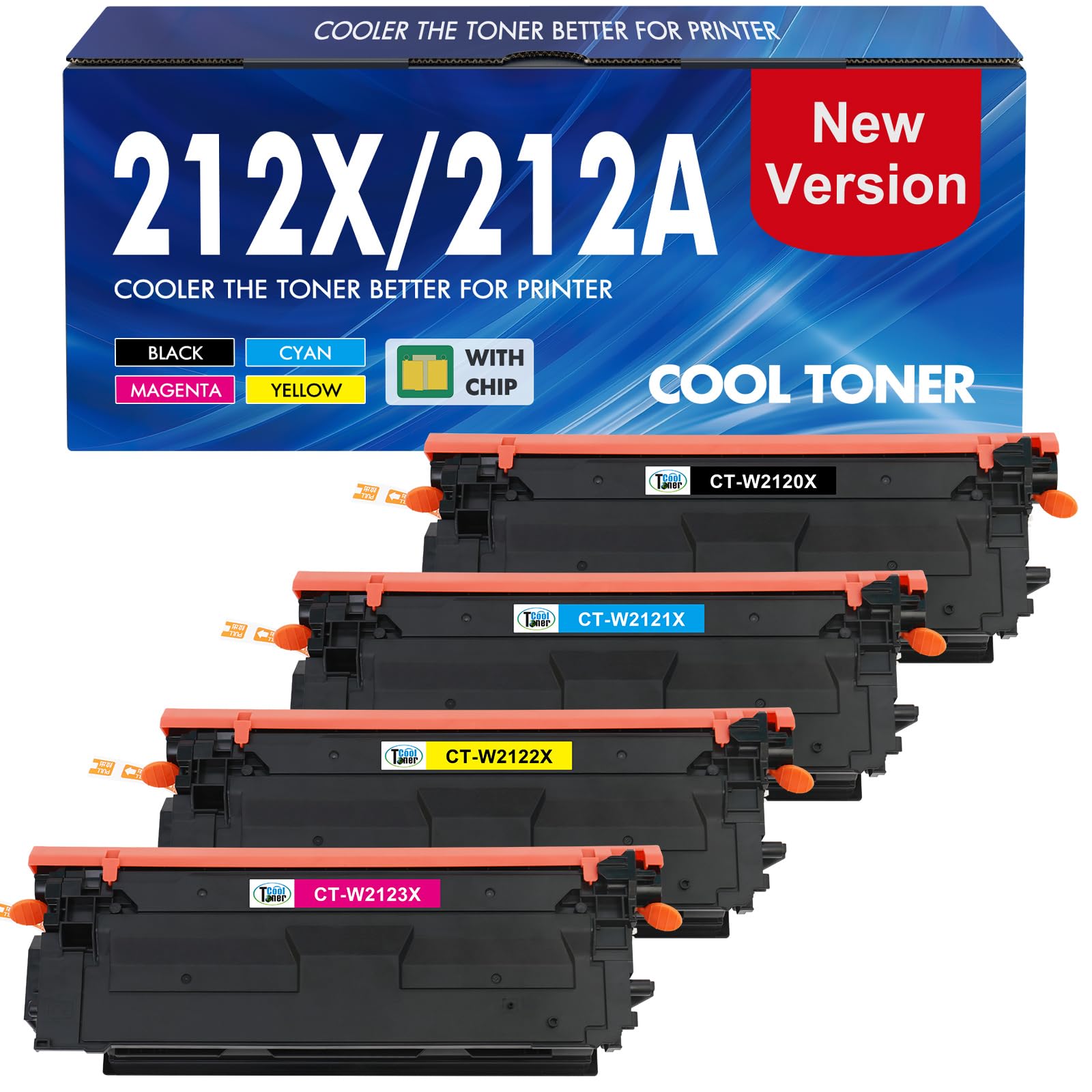 212X 212A Toner Cartridges 4 Pack for HP 212X 212A W2120X W2120A M554 M555 | Compatible for HP LaserJet Enterprise M554 M555 M555dn M554dn M555x MFP M578f M578 M578dn M578c M578z M578z Series Printer
