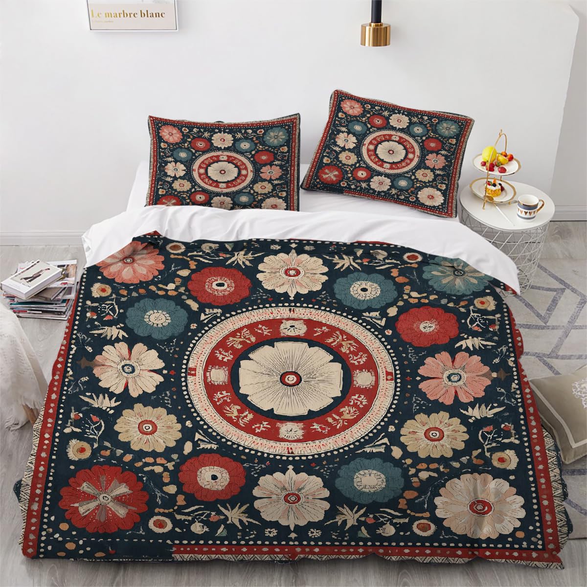 Housse de couette 220x240 microfibre parure de lit zippée douce 3 pièces