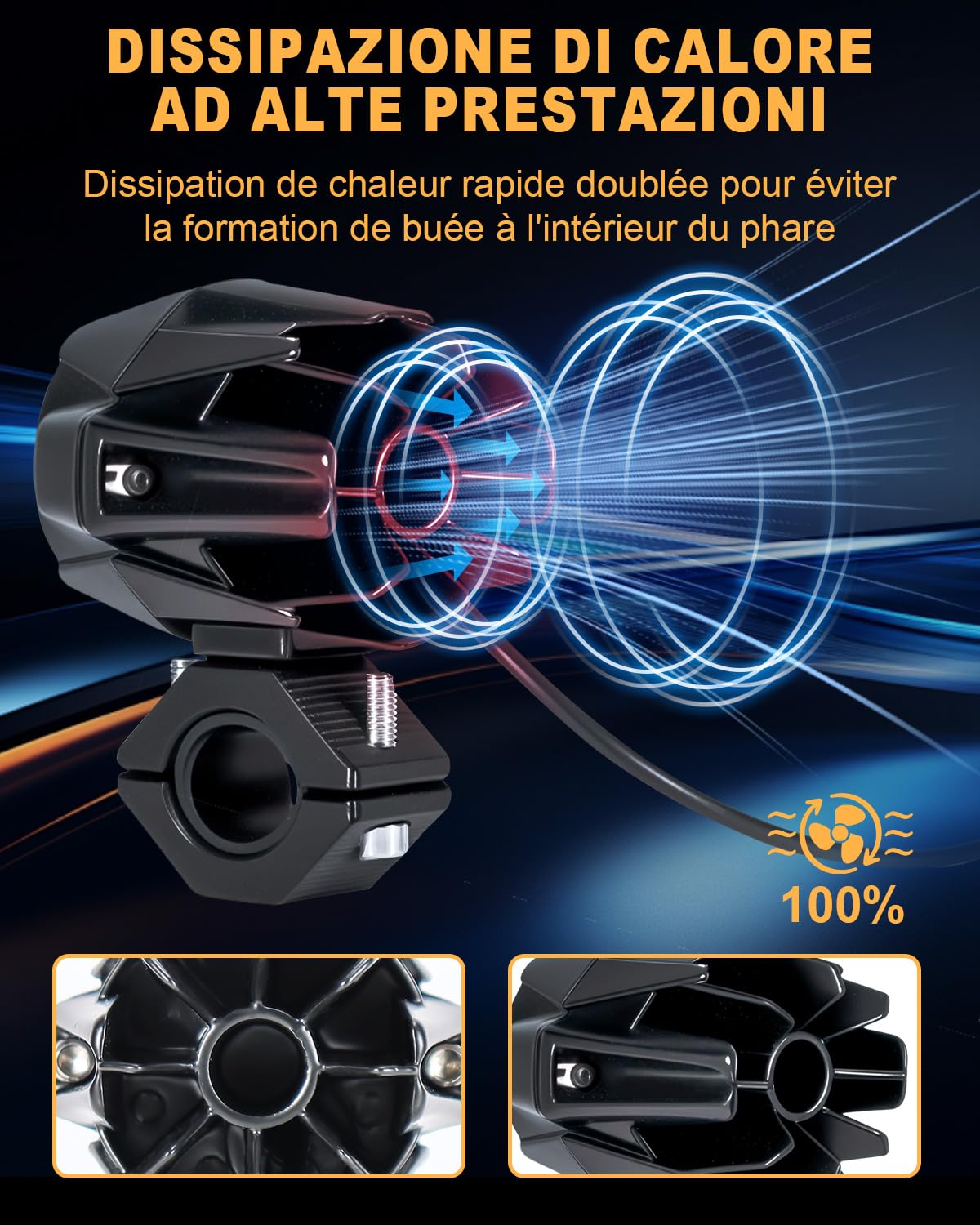 Dinfu 60W led moto fari ausiliari 9v -60v tondo LED fendinebbia IP67 faretti 5 modelli di flash con kit fascio e 2 staffe di montaggio per moto ATV UTV dirt bike 4x4 pickup camion barca