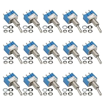 15PCS AC125V 6A ON/ON SPDT 3 Terminals 2 Position Toggle Switch MTS102