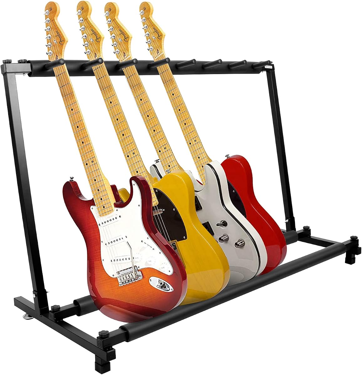Multi-Guitar Display Rack Folding Stand | for Band Stage Bass & Acoustic Guitar, Black (7 Holder)