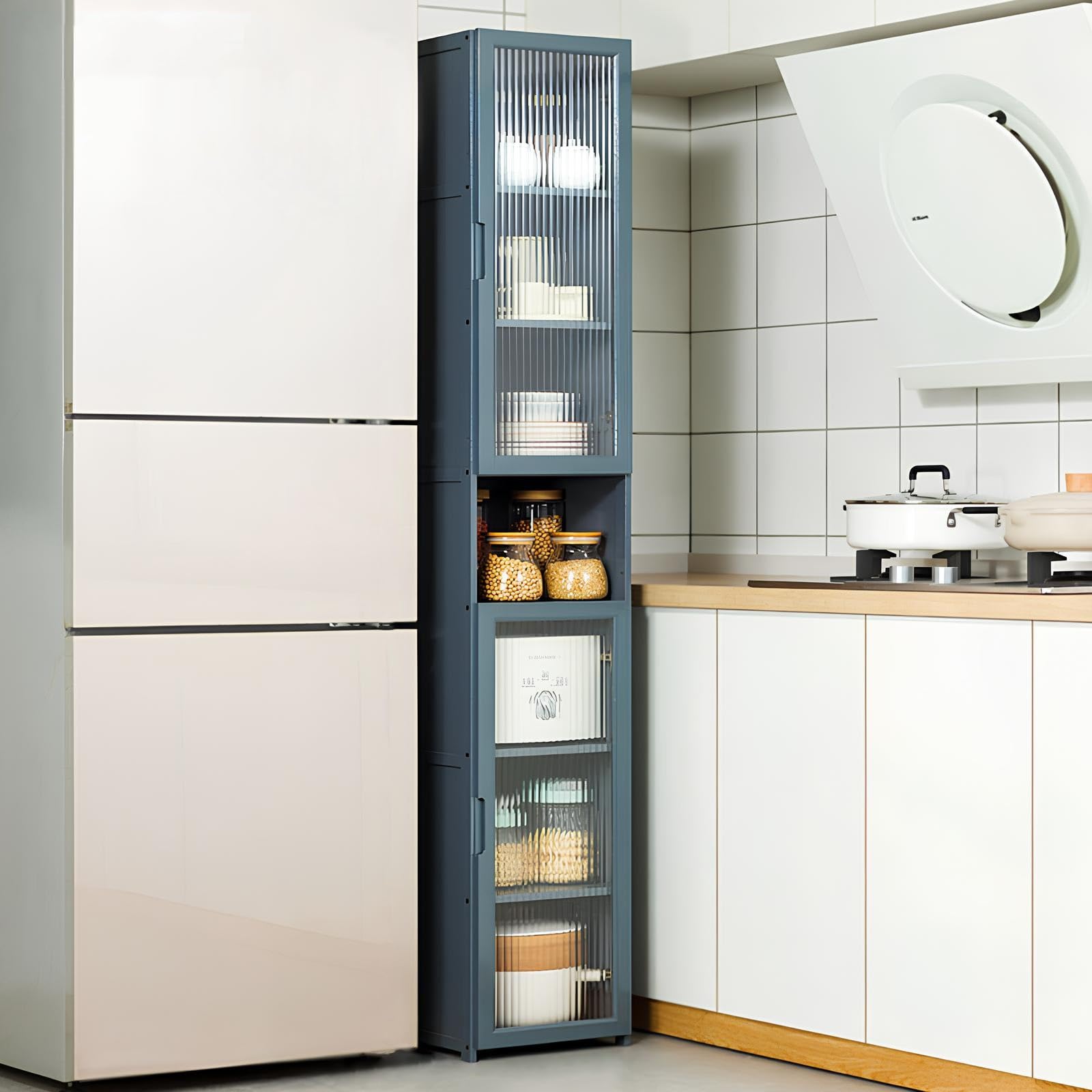 BHGFYXBS Free Standing Kitchen Sto Cabinet With Doors Pantry Shelf Rack For Kitchen Dining Room Living Room Sideboard,30 * 30 * 175Cm,30 * 30 * 175cm