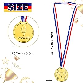 Caydo Gold Medals for Awards, Plastic Gold Medal for Children\'s Game Prizes, School Sports Games, Competitions, Family Gatherings, Medals for Kids(24PCS/100PCS)