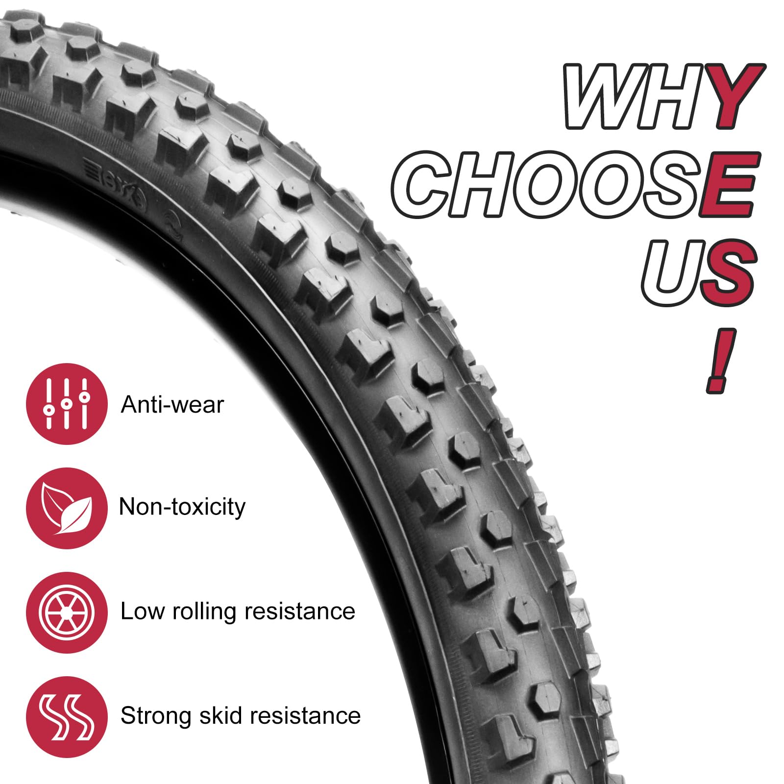 Juego de neumáticos y tubos para bicicleta de montaña: 26 x 2.1 pulgadas, neumáticos MTB resistentes a pinchazos con tubos interiores de butilo de alta resistencia y palancas de neumáticos