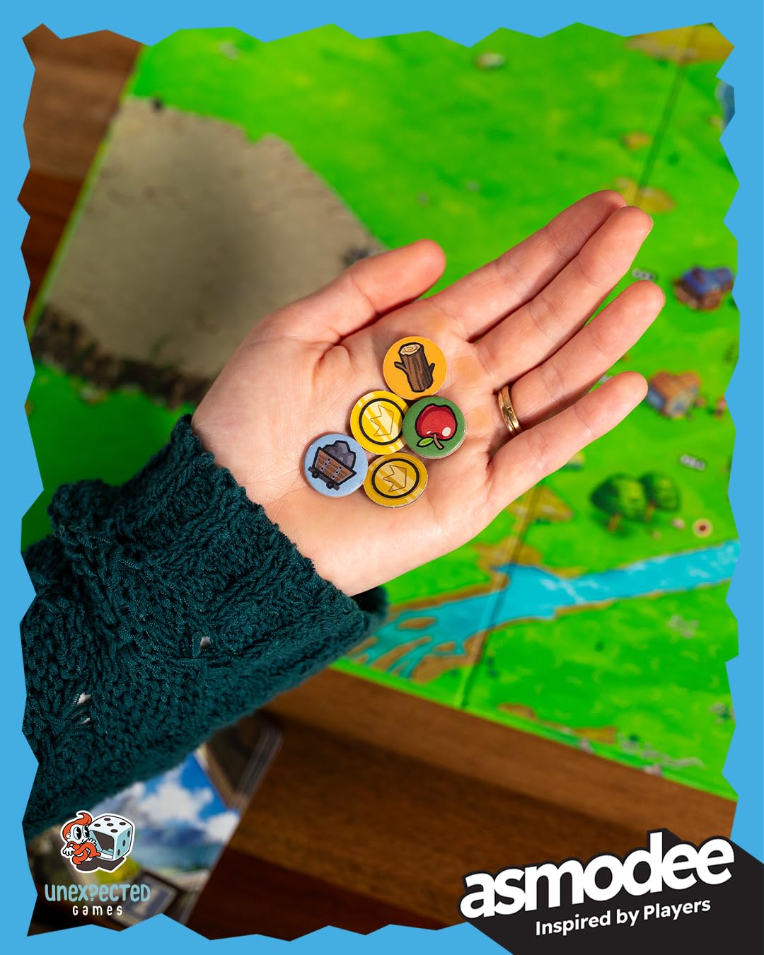 Asmodee, Cozy Stickerville, wersja DE, kooperacyjna gra rodzinna dla 1-6 graczy od 8 lat, gra planszowa z 30-60 minutami gry na grę