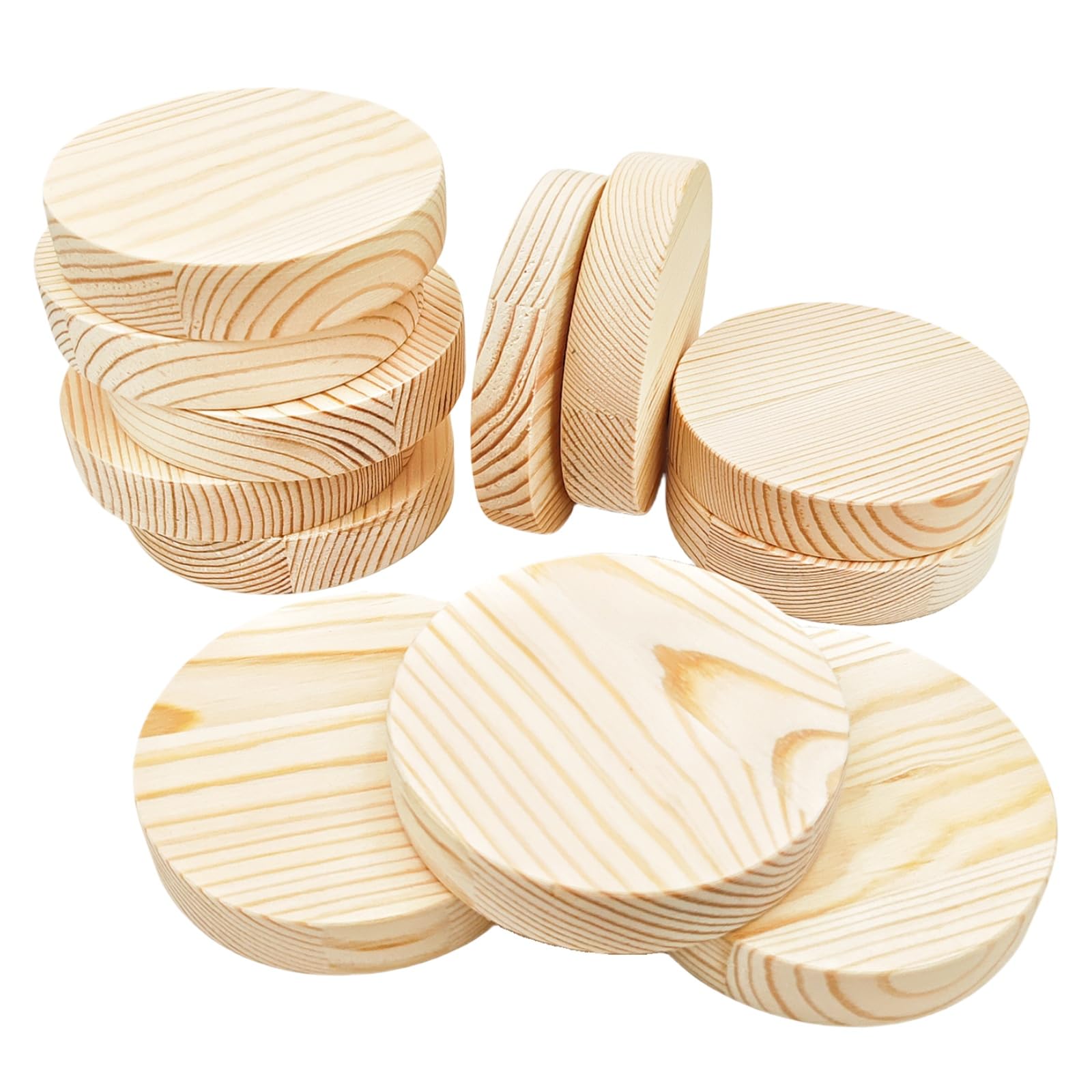 12PCS Pine Circle Plaque, 10x2cm Blank Unfinished Round Wooden Circles Plaques for Craft Projects, Engraving, Wood Burning, Painting โ image 1