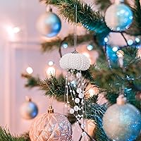 Vista 5 de Namalu 3 piezas de adornos navideños de erizos de mar y medusas costeros con cuentas temáticas de playa y océano, decoración festiva colgante