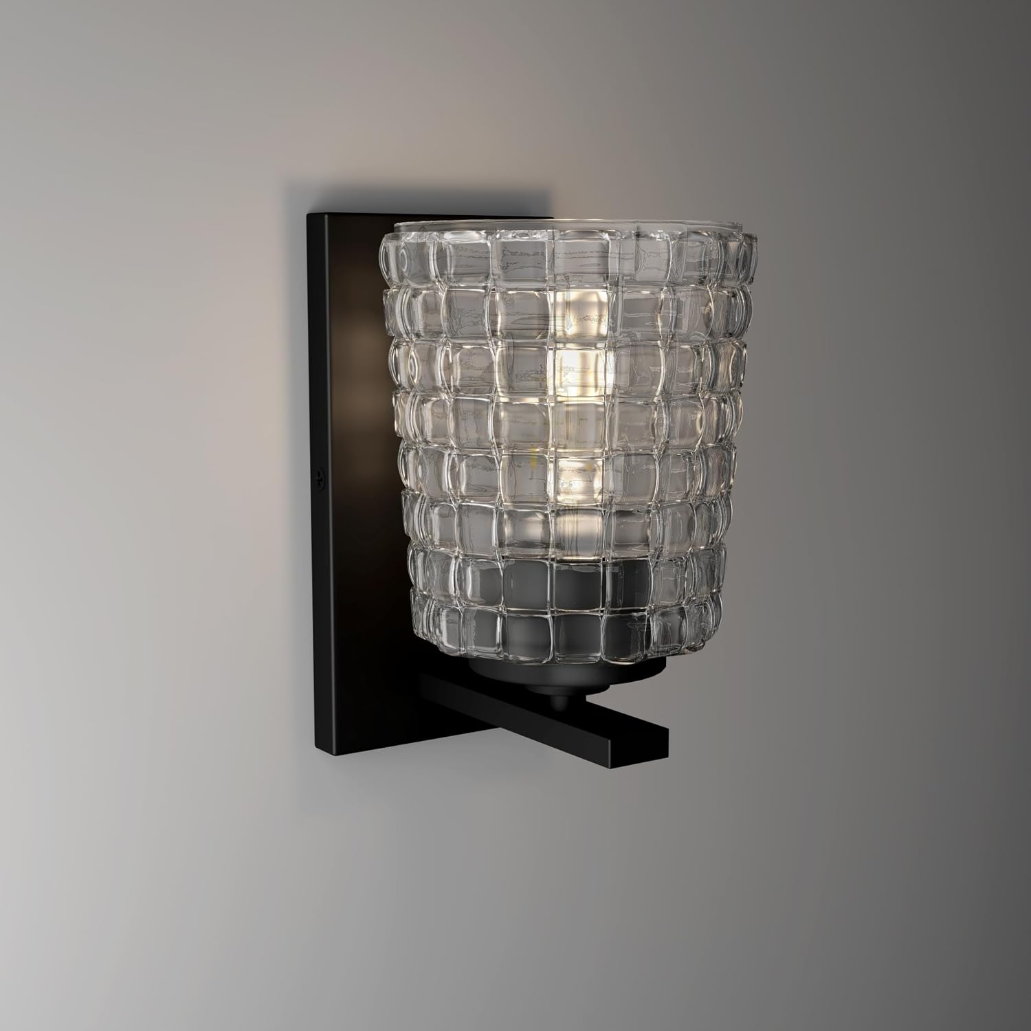 ML Lighting | Saben Collection | 22101-MB | Indoor 1 Light Wall Sconce in Matte Black with Clear Woven Lattice Glass Shade | Elegant and Versatile Design for Any Bathroom