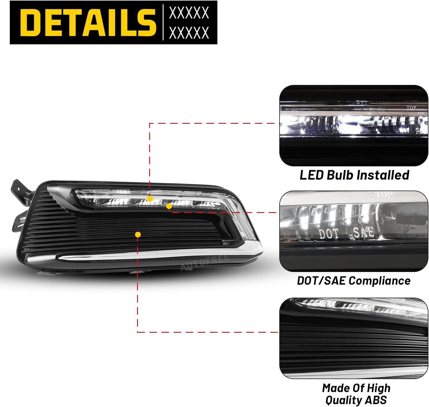 LED DRL Fog Lights Compatible for Chevy Impala 2014-2020 (Not for 14-16 Impala limited models) Fog Lamp Assembly Wiring Kit & Switch Included 1 Pair (Clear Lens)