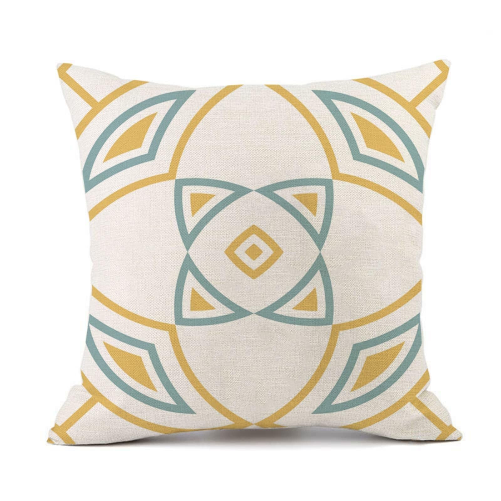 Cushion Covers 60cm x 60cm Green Line Large cushions with covers included - Linen Square Decorative Throw Pillowcases with Invisible Zipper, for Livingroom Sofa Bedroom