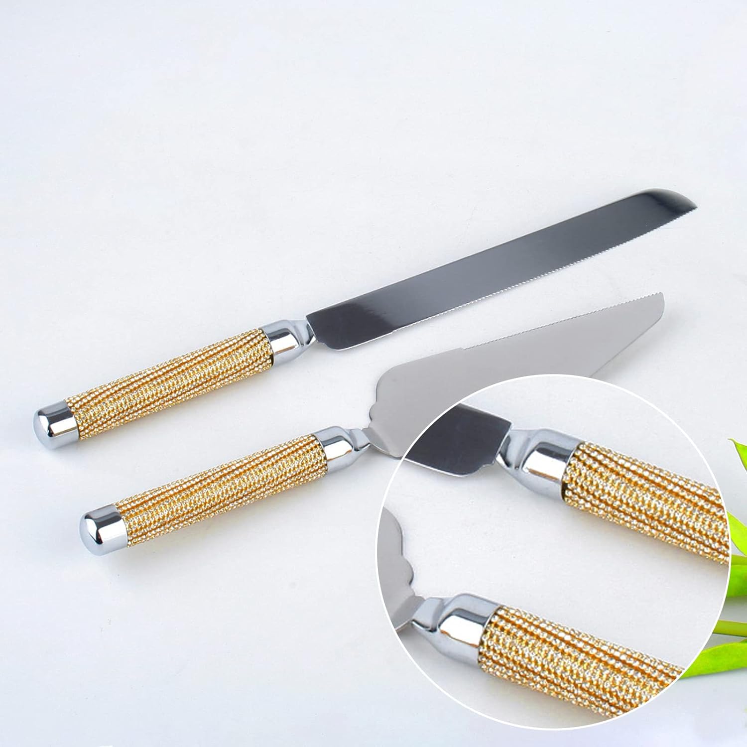 Wedding Toasting Flutes and Cake Server Set of 4,Wedding Champagne Flutes, Gold Weddings Cake Knife and Servering Set, Weddings Reception Supplies Champagne Glasses Cakes Knife Pie(Gold) - Image 6