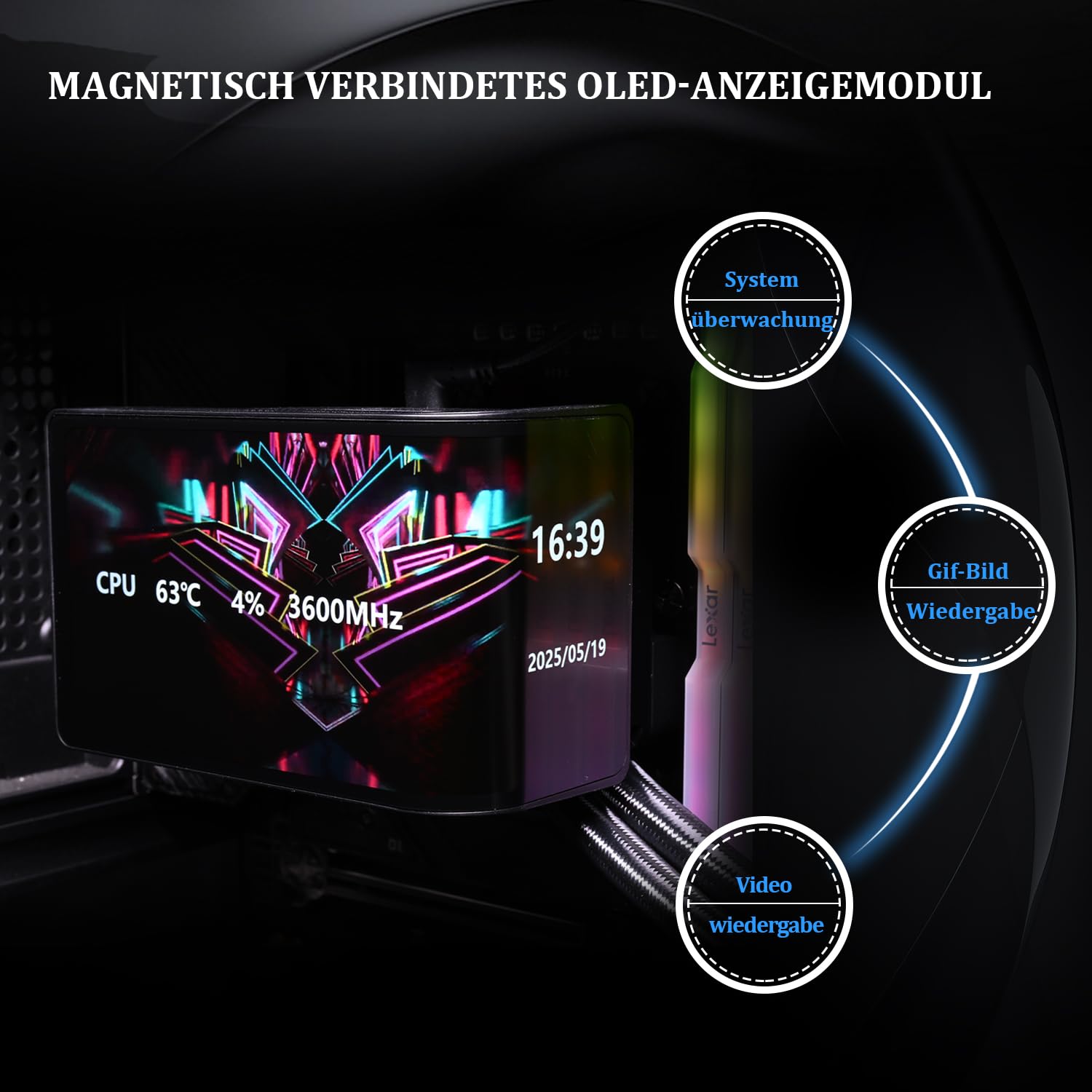 THERMALRIGHT Wonder Vision 360 UB ARGB Noir AIO Refroidisseur de CPU à écran liquide, pour AM5/Intel LGA1851/1700, écran incurvé 3D de 6,67 pouces avec résolutions 2400x1080, écran à panneau