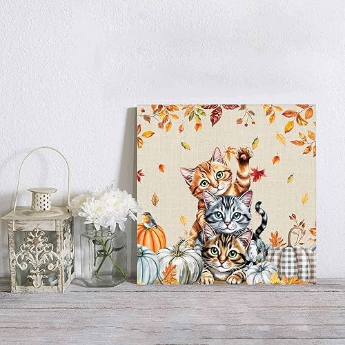 Miniatura 4 de Chucoco Otoño Granja Gato Cuadrado Pinturas al óleo sobre lienzo Arte de pared de Acción de Gracias Animales Imágenes Impreso Obras de Arte con