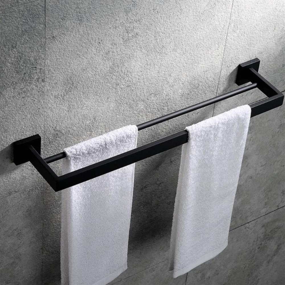 Generic Wall Mounted Towel Rack, Modern Simple Double Bar Towel Holder, Stainless Steel Bathroom Towel Rail, Black Polishing Finish.