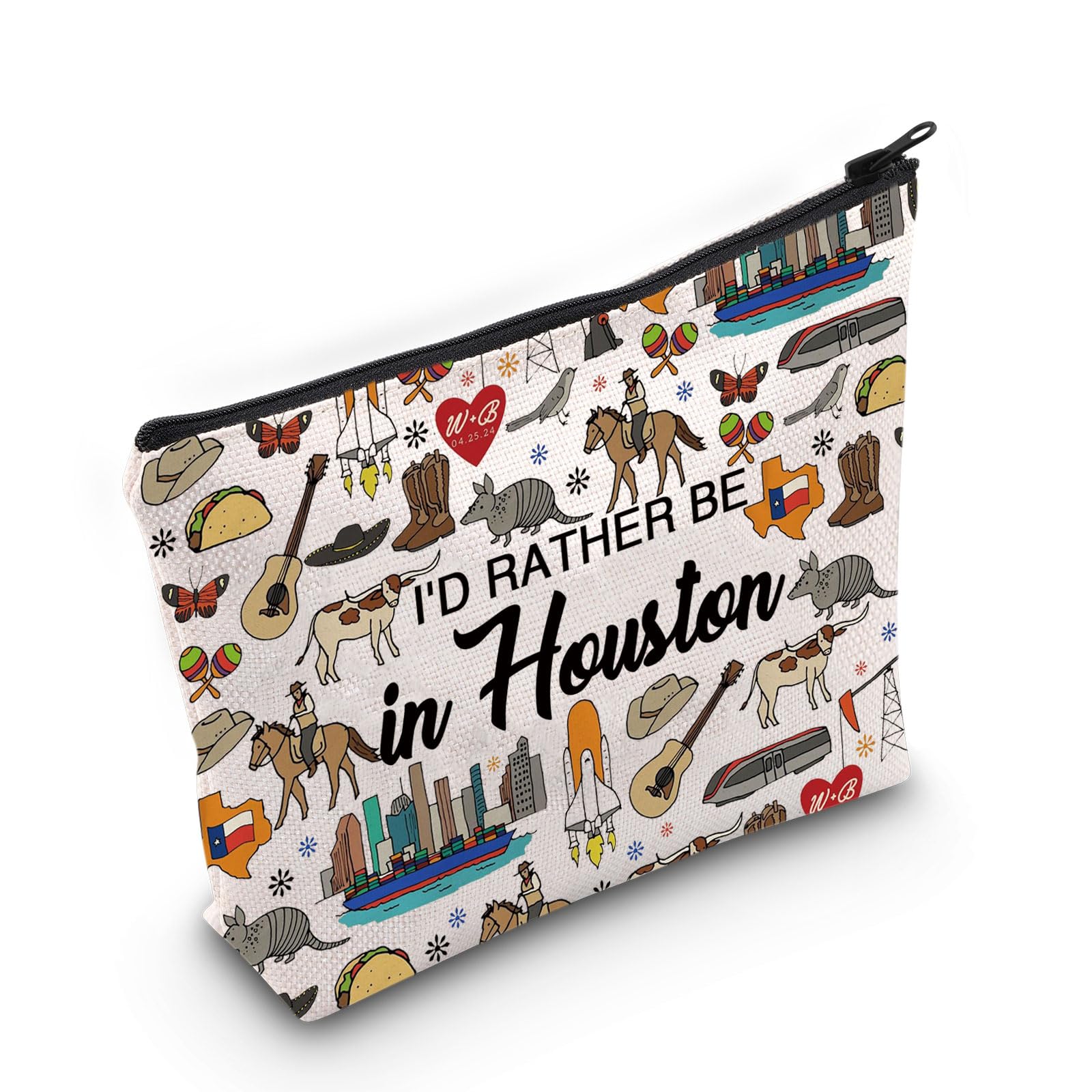 PYOUL Houston Lover Gift I’d Rather Be in Houston Makeup Bag Welcome to Houston Cosmetic Bag Houston Merch (Be in Houston Bag)