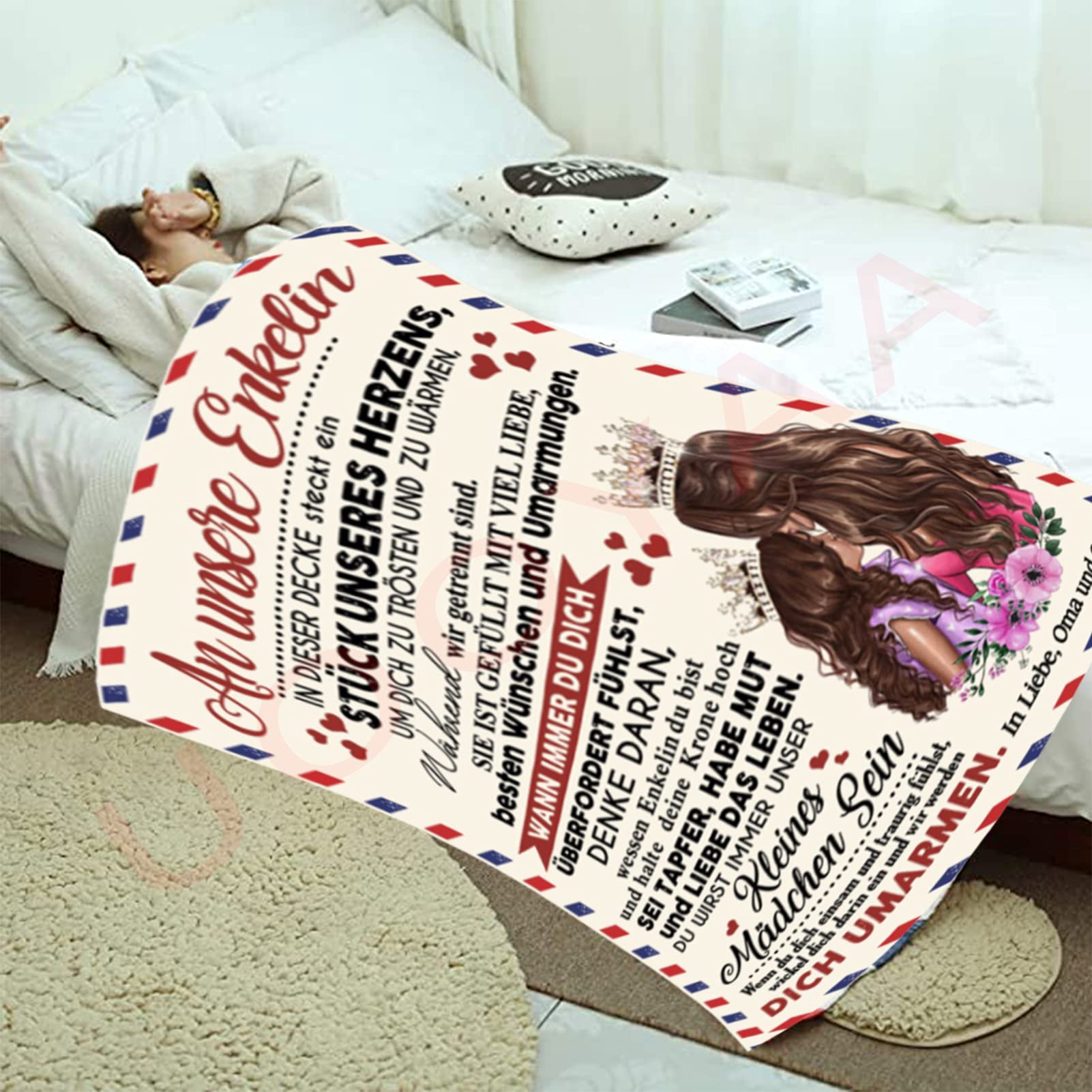 Personalisiert Kuscheldecke 'An Meine Enkelin' – Weiche Flanell-Decke Als Geschenk Von Oma & Opa
