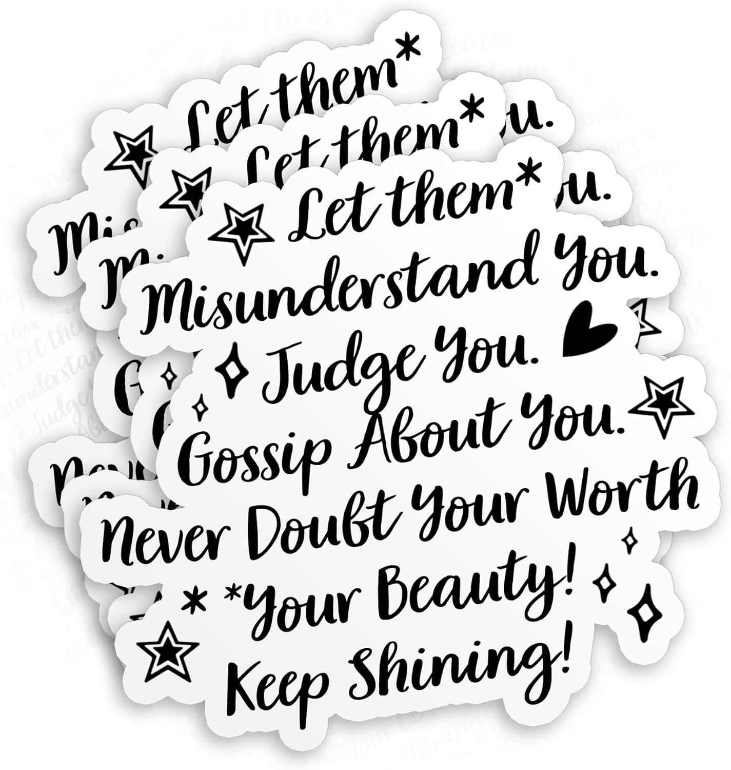 (3Pcs) Let Them Misunderstand You Sticker Your Beauty Keep Shining Stickers Mental Health 2" Die-Cut Waterproof Vinyl Sticker for Laptop Water Bottle Phone Kindle Decal Gifts 2 Inches
