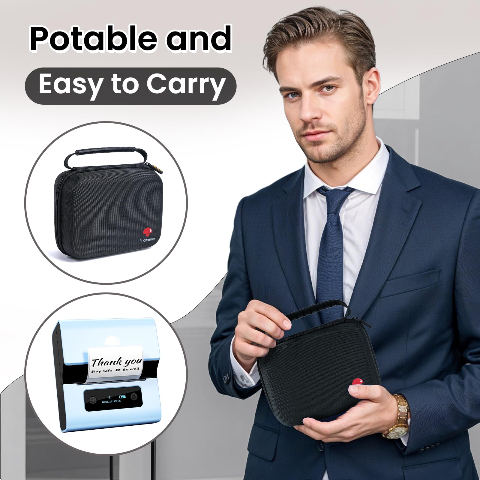 Phomemo M221 Etichettatrice Termiche Bluetooth, Set di Etichettatrice Portatile per piccole imprese, casa, scuola, Stampante Etichette Adesive con 3 rotoli di etichette e 1 borsa portatile, Blu