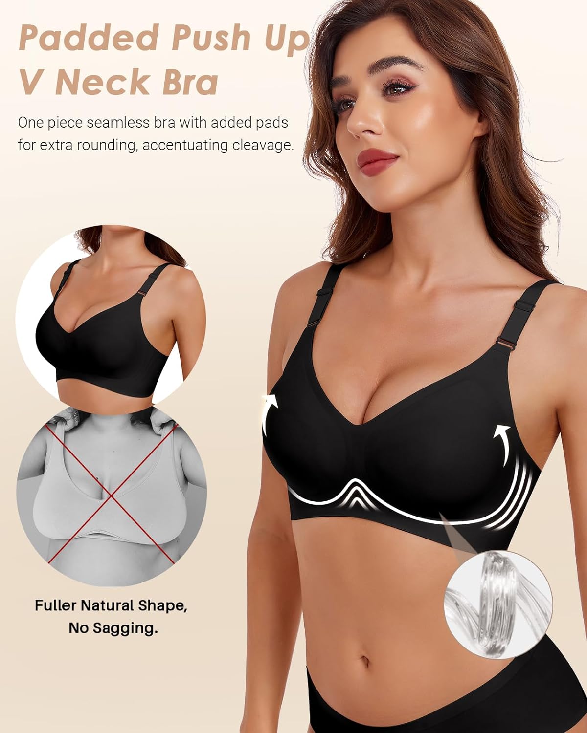 Padded Bra Comfortable Back Fat Smoothing Full Coverage Wireless Support Bra No Underwire Seamless Bralette - Image 3