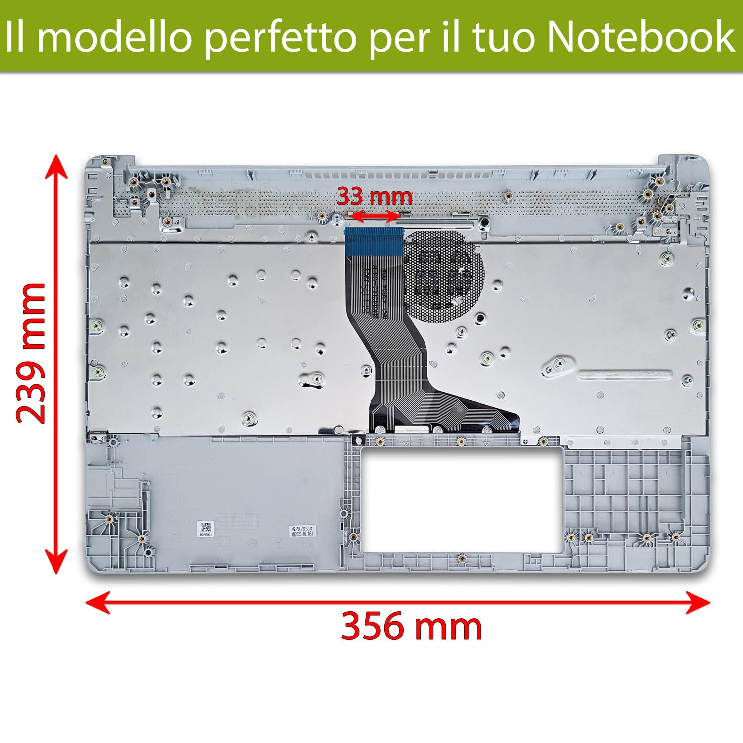 new net - Top case Palmrest con tastiera compatibile con HP 15-dy, 15-ef, 15s-eq, 15s-er, 15s-fq, 15s-fr, 15t-dy, 15z-ef [Frame Silver - senza touchpad - Layout ITA]