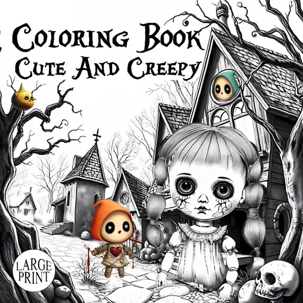 Coloring Book Cute And Creepy: Spooky Creatures Coloring - This emphasizes the appeal of characters that are both spooky and fun to color with a cute twist.