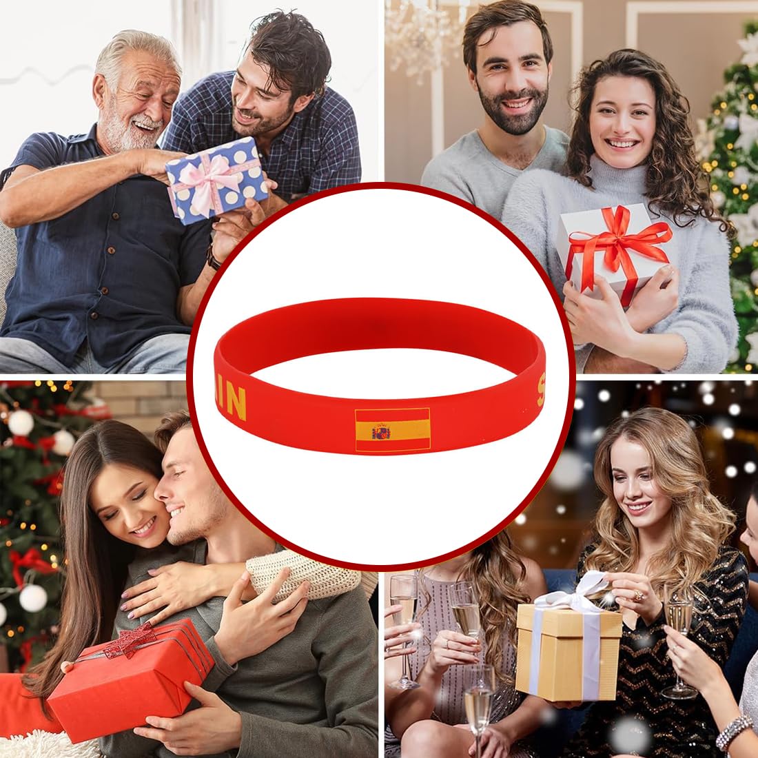 6 Pièces Spanische Flag Silicone Wristbands Wrist Bands, Bracelet Robuste Et Durable Orné Du Drapeau Spanische, Pour Bracelet De Sport Coupe Du Monde, Souvenirs De Football Athletics (C)