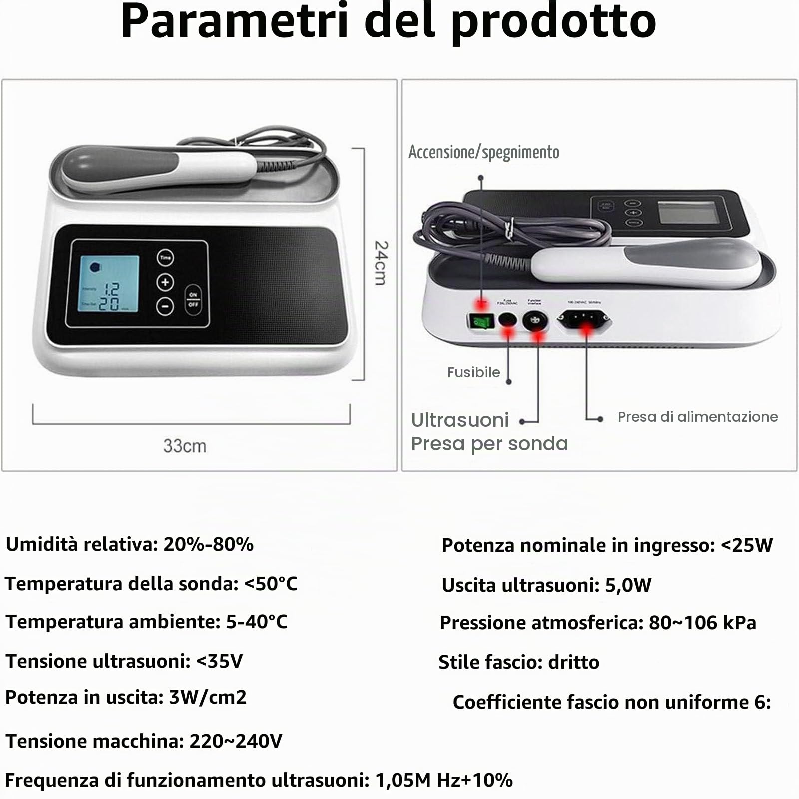 Dispositivo di fisioterapia ad ultrasuoni,professionale per alleviare dolori muscolari e articolari,5 livelli di intensità/tempo regolabile 5-30 minuti,Per Ginocchia Spalle Lombari Braccia Collo