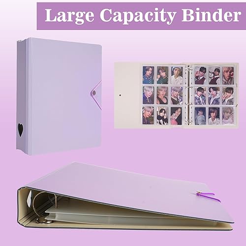 Miniatura 4 de Carpeta minimalista A4 para tarjetas fotográficas con 25 páginas, 9 bolsillos interiores de un solo lado y 2 divisores sin ácidos con 225 bolsillos