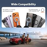 Magnetic Phone Holder for Car, Aluminum Vacuum Suction Mount for iPhone | Aerospace Aluminum; 3200gf Magnet; 80LBS Vacuum Suction; 360° Adjustable; Compatible with MagSafe