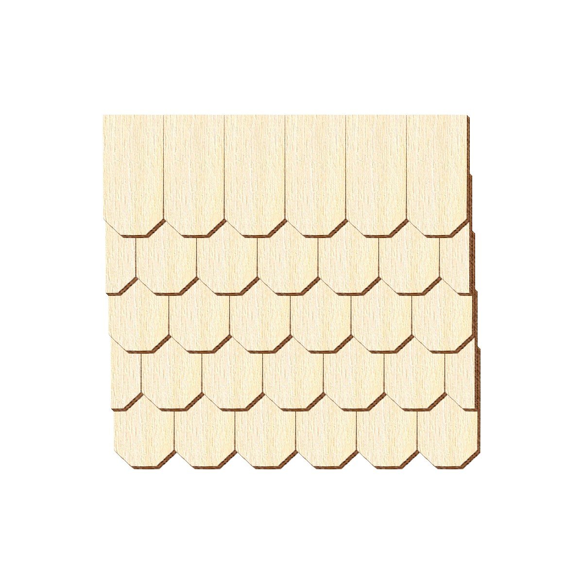 Tejas de madera contrachapada, forma de panal, selección de tamaño y cantidad, tamaño de teja: 45 mm x 22,5 mm, paquete con 75 unidades