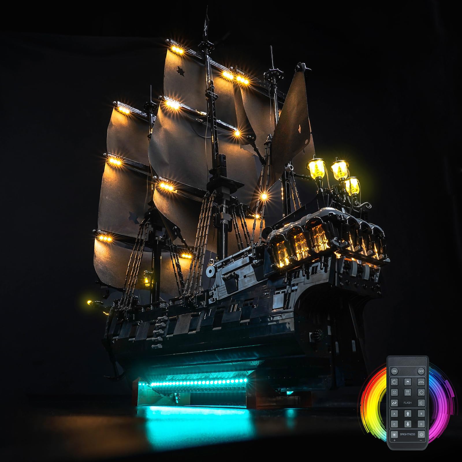 LED Lighting Kit for Lego 10365 Captain Jack Sparrow's Pirate Ship - Custom Lights to Mount, Compatible with This Model (Model Not Included) (Remote Version)