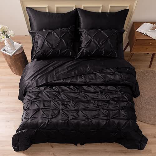 MR&HM Satin Comforter Queen 7 Pieces - Luxurious Pinch Pleat