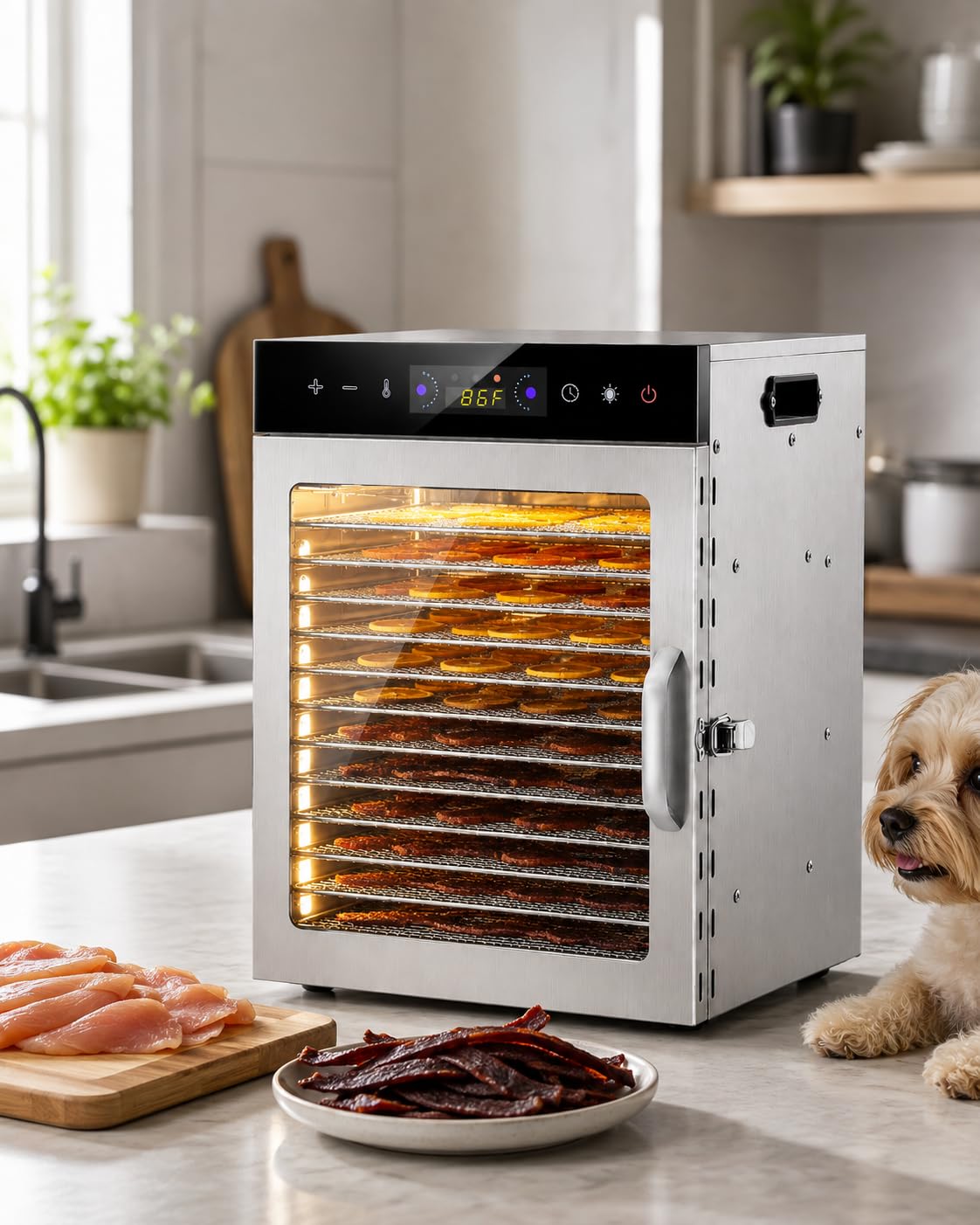 Essiccatore per Alimenti con 12 Vassoi E Timer di 24 Ore
