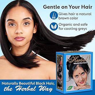 Naturally Black Henna Powder for Hair, 6 Sachets x 10 gm Each, Natural, Rich Black Color, Ammonia-Free, Nourishes & Strengthens Hair, Long-Lasting, Salon-Quality Finish, Easy to Use Multi-Pack