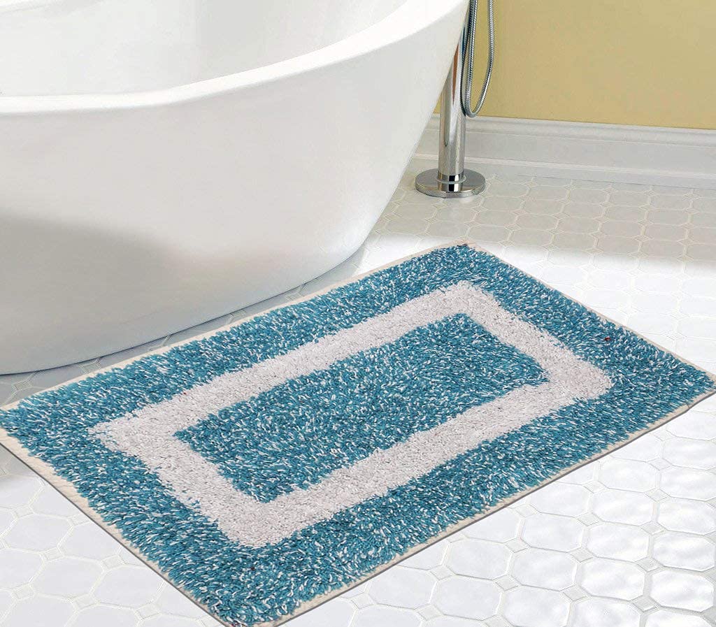 Status Contract Microfiber Soft and Super Absorbent Door Mat/Bath Mat (15 x 23 Inch) (1, Blue)
